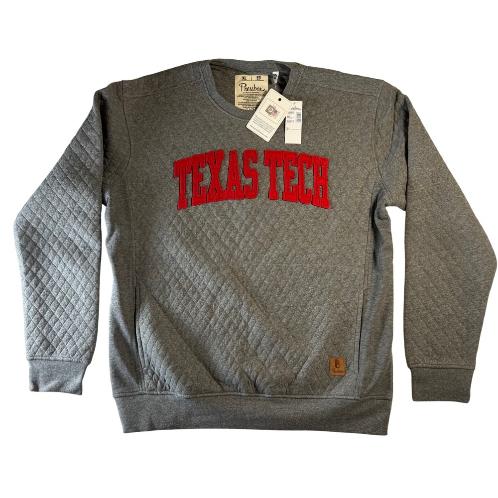 Texas Tech Red Raiders Pressbox Moose Quilted Gray Pullover Sweatshirt XL NWT